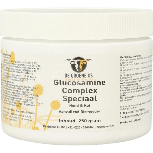 Groene Os Glucosamine complex speciaal hond/kat (250 Gram)