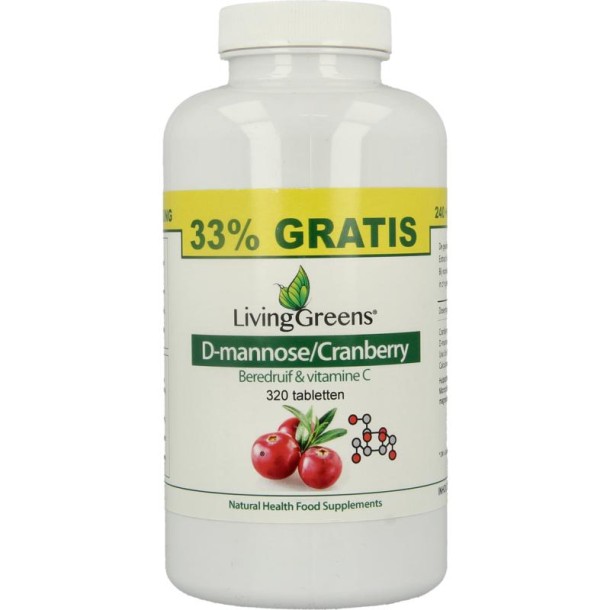 Livinggreens Cranberry D-Mannose voordeelverpakking (320 Tabletten)