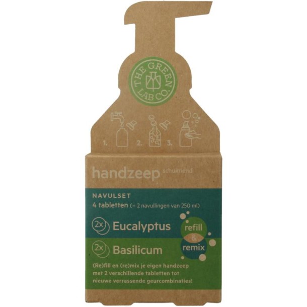 The Green Lab Co Handzeep navulset eucalyptus & basilicum (4 Stuks)