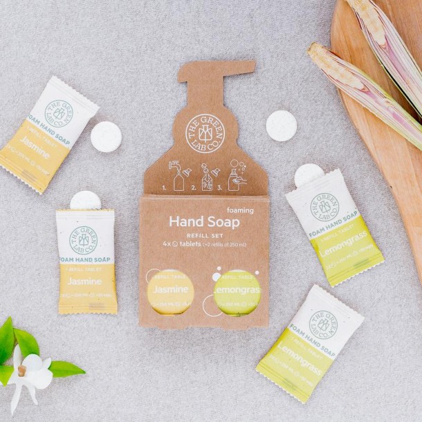 The Green Lab Co Handzeep navulset citroengras & jasmijn (4 Stuks)