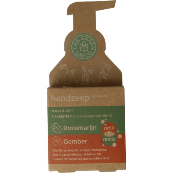 The Green Lab Co Handzeep navulset rozemarijn & gember (4 Stuks)
