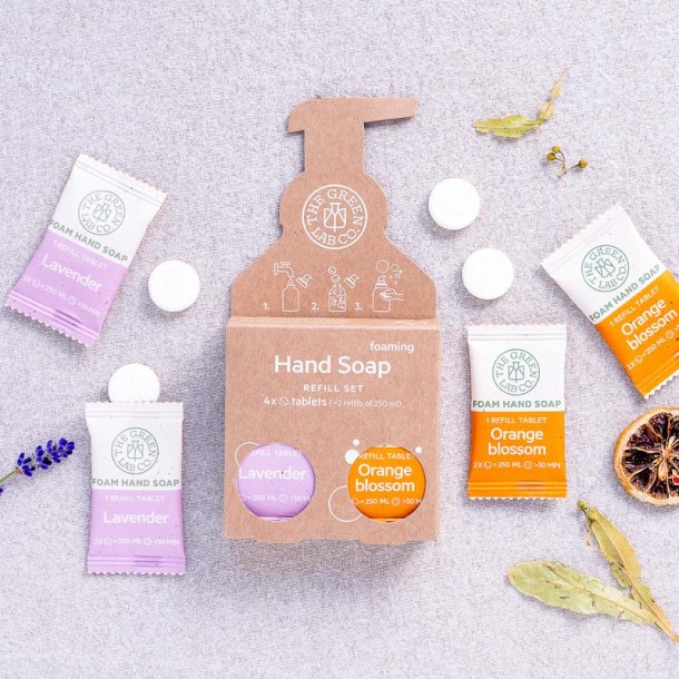 The Green Lab Co Handzeep navulset oranjebloesem & lavendel (4 Stuks)