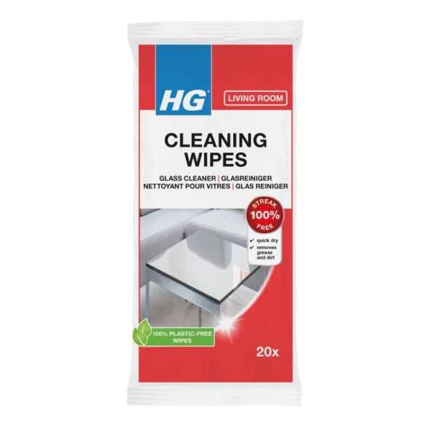 HG Glasreiniger wipes (20 Stuks)