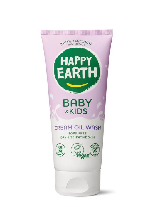 Happy Earth Wasgel creme olie baby & kids (200 Milliliter)