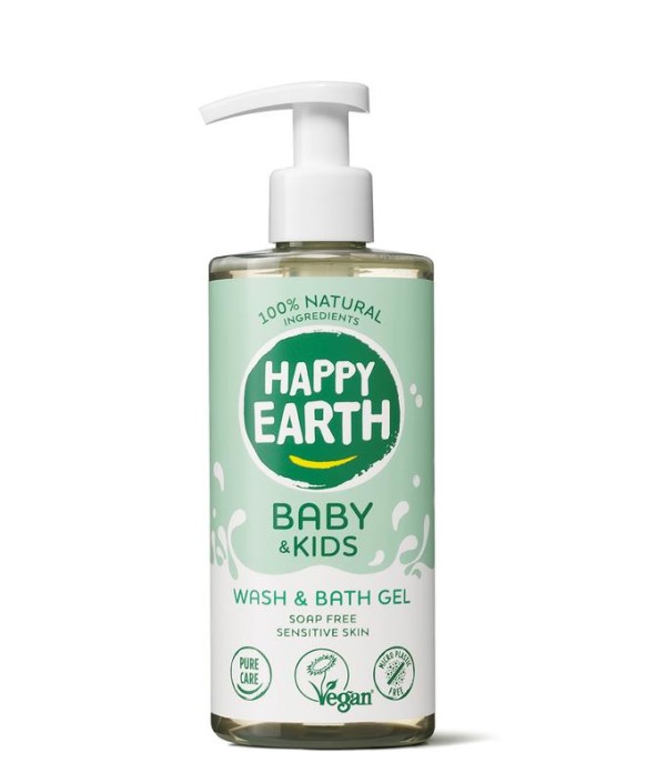 Happy Earth Was & badgel zeepvrij baby & kids (300 Milliliter)