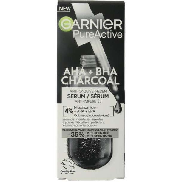 Garnier PureActive AHA + BHA charcoal serum (30 Milliliter)