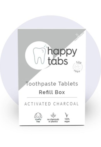 Happy Tabs Tandpasta tabletten mint charcoal fluoridevrij nav (120 Tabletten)