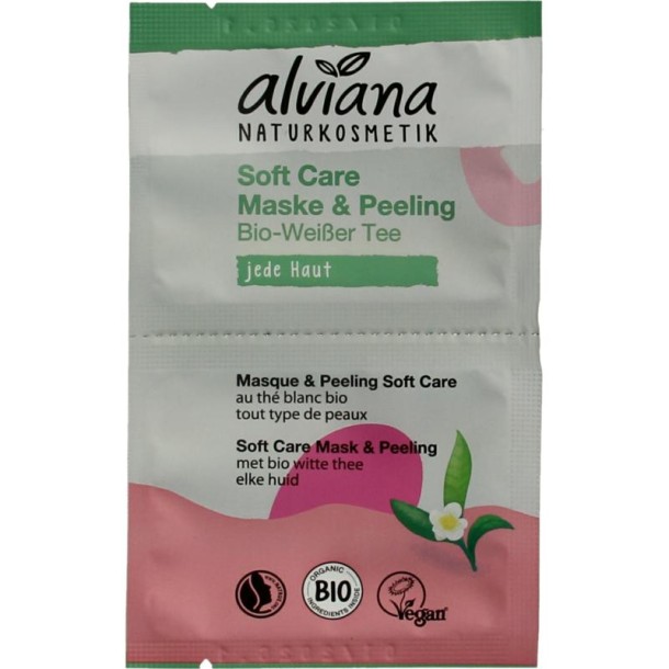Alviana Soft care mask & peeling met biologisch witte thee (2 Stuks)
