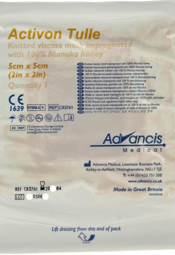 Advancis Activon manuka gaasverband 5 x 5 (1 Stuks)