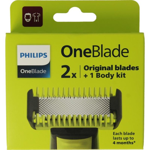 Philips Oneblade face & body mesjes navulverpakking (2 Stuks)
