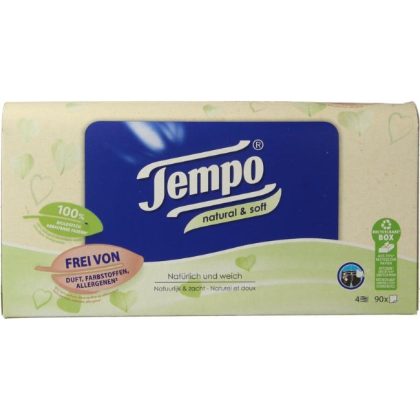 Tempo Tissue box natural & soft 4-laags (90 Stuks)