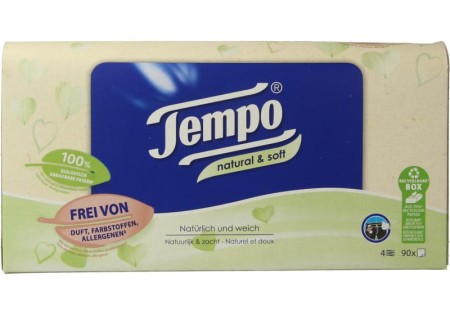 Tempo Tissue box natural & soft 4-laags (90 Stuks)