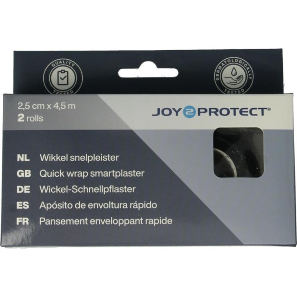 Joy2Protect Wikkel snelpleister 2.5 cm x 4.5 m (2 Rol)