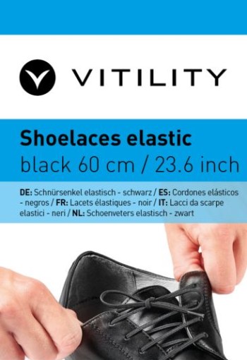 Vitility Schoenveters elastisch zwart 60cm (4 Stuks)