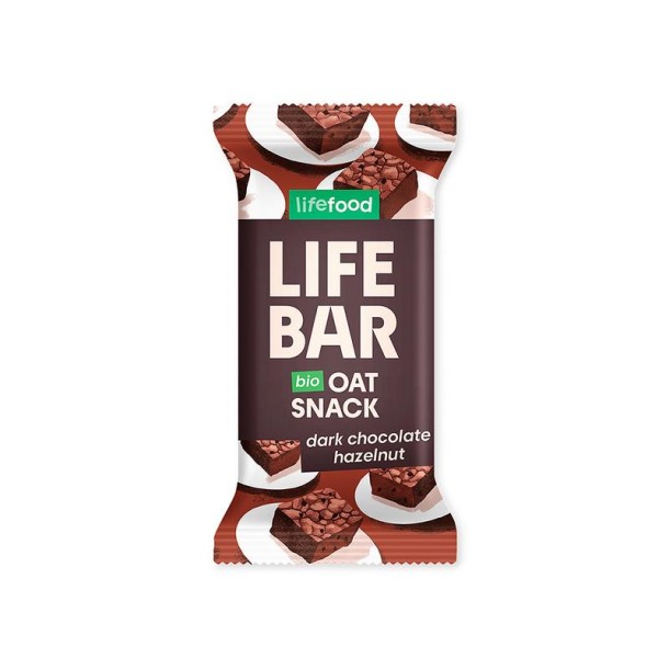 Lifefood Lifebar oatsnack pure chocolade hazelnoot bio (40 Gram)