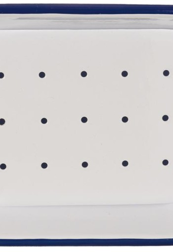 Tade Zeepbakje email met uitlekschaaltje wit/blauw (1 Stuks)