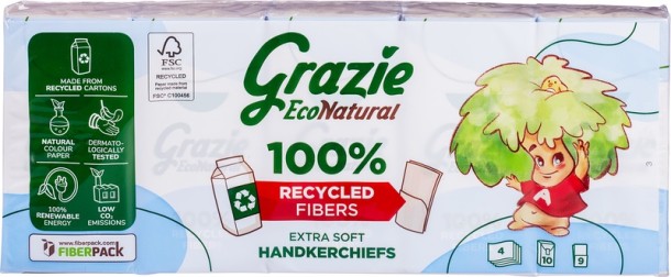Grazie Natural Zakdoekjes extra soft 10 x 9 zakdoekjes (90 Stuks)