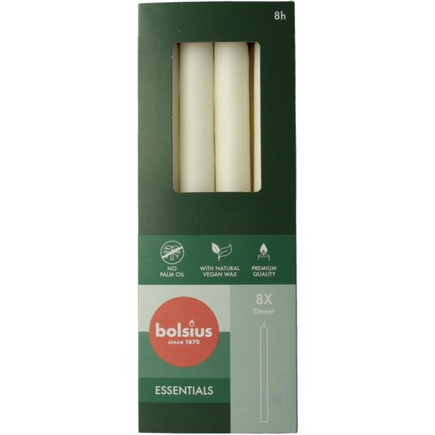 Bolsius Dinerkaarsen 230/20 cloudy white (8 Stuks)