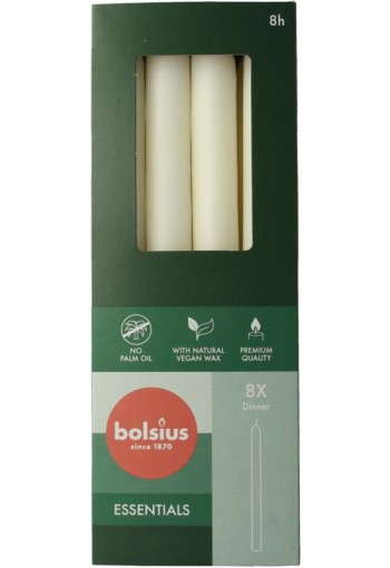 Bolsius Dinerkaarsen 230/20 cloudy white (8 Stuks)