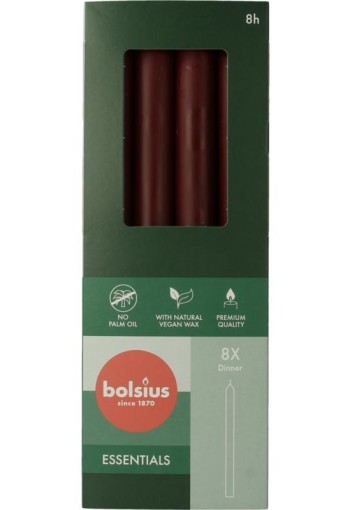 Bolsius Dinerkaarsen 230/20 velvet red (8 Stuks)