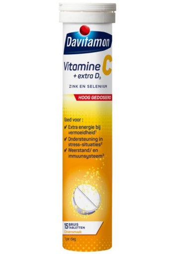Davitamon Forte Vitamine C + Extra D3 Bruistabletten 15 stuks