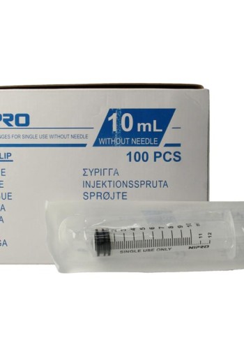 Nipro Injectiespuit luer 10ml 3-delig (100 Stuks)