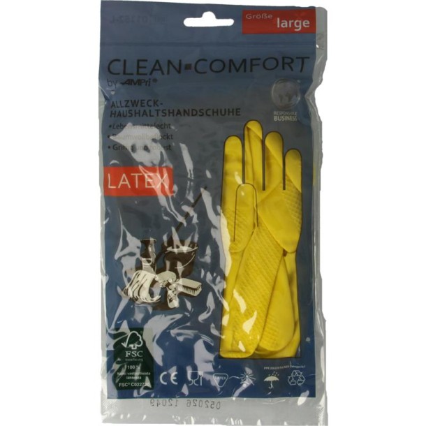 Clean-Comfort Huishoudhandschoen geel maat L (1 Paar)