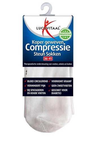 Lucovitaal Koper compressie steunsok maat 36-41 wit (1 Paar)