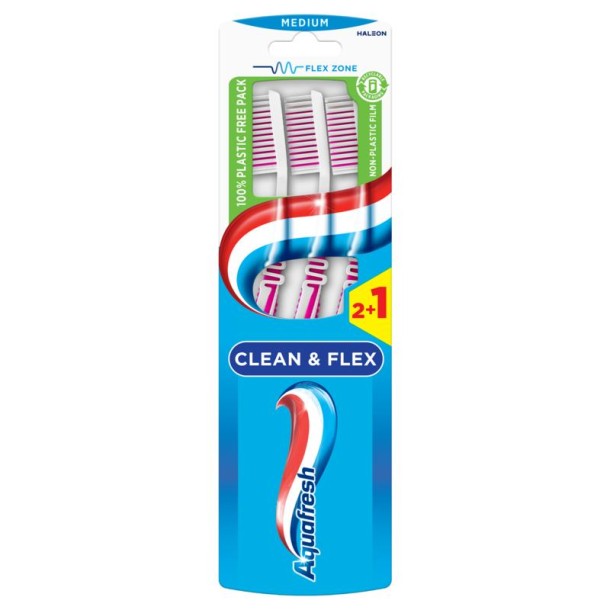 Aquafresh Tandenborstel clean & flex medium (3 Stuks)