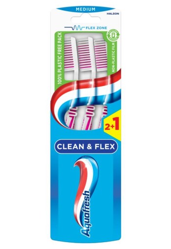 Aquafresh Tandenborstel clean & flex medium (3 Stuks)
