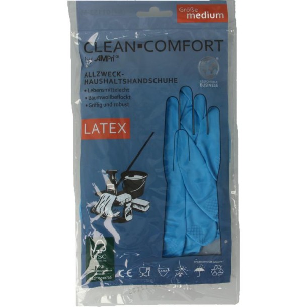 Clean-Comfort Huishoudhandschoen blauw maat M (1 Paar)