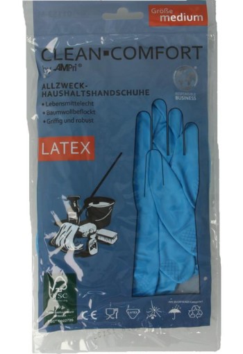 Clean-Comfort Huishoudhandschoen blauw maat M (1 Paar)