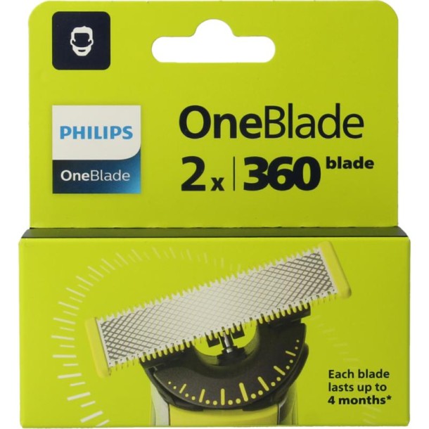 Philips Oneblade 360 navulmesjes 2 Stuks