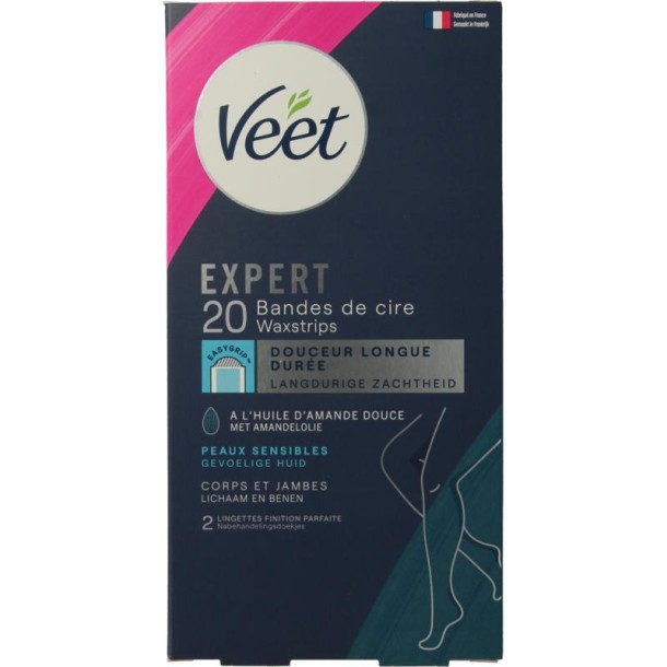 Veet Expert koude waxstrips benen sensitive (20 Stuks)