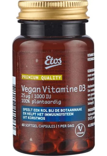 Etos Premium Vegan Vitamine D3 25ug | 1000IU 60 stuks