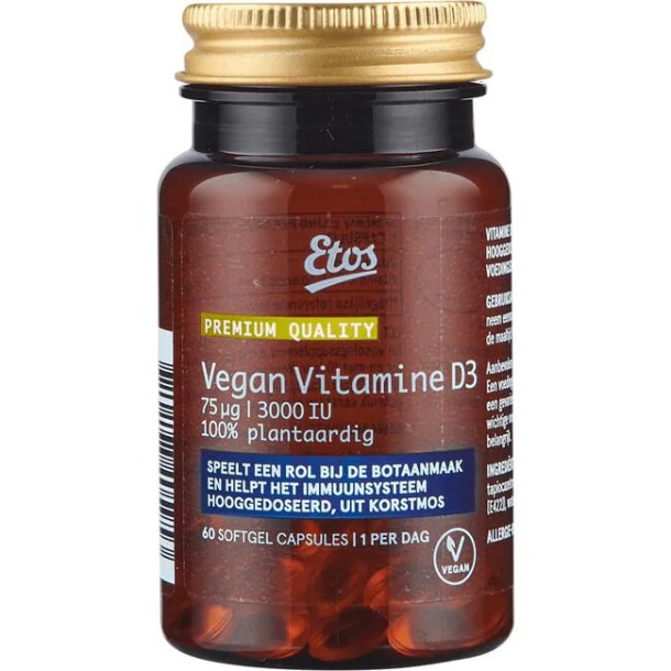 Etos Premium Vegan Vitamine D3 75ug | 3000 IU 60 stuks