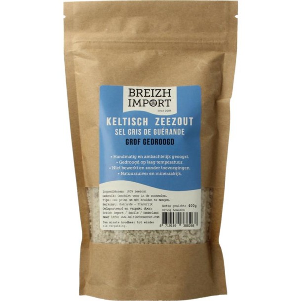 Breizh Import Grof Keltisch zeezout gedroogd (navulzak) (400 Gram)