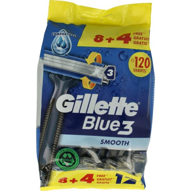 Gillette Blue III wegwerpmesjes 8+4 (12 Stuks)