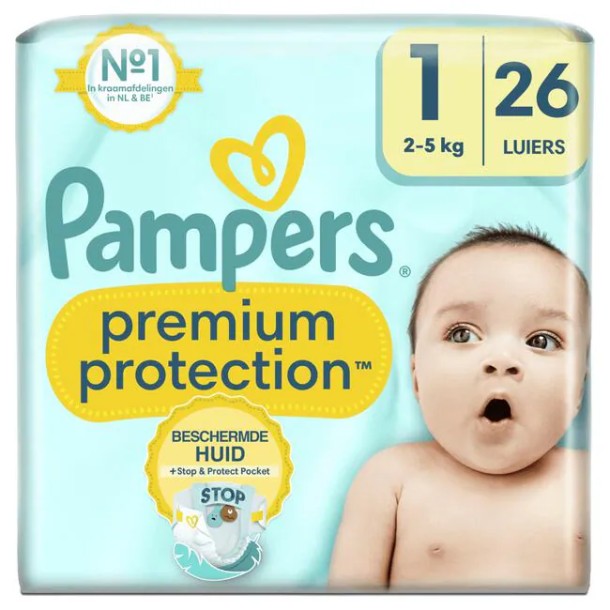 Pampers Premium Protection Luiers Maat 1 2-5 KG 26 Stuks