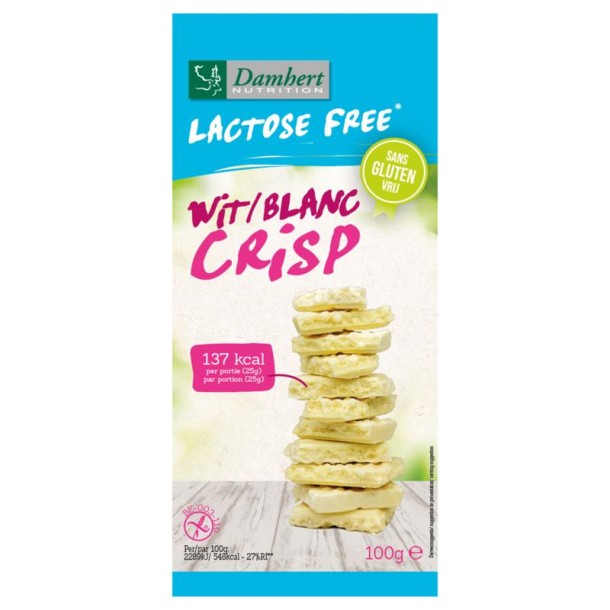 Damhert Witte chocoladetablet crisp gluten- en lactosevrij (100 Gram)