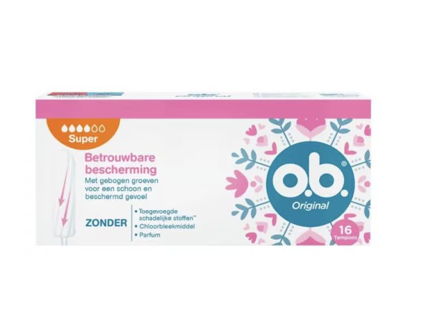 o.b. Original Curved Grooves Tampons Super 16 stuks