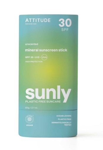Attitude Sunly zonnebrandstick SPF30 parfumvrij (60 Gram)