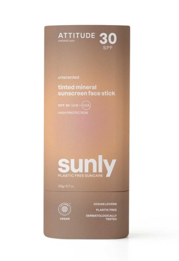 Attitude Sunly gezichtszonnebrandstick getint SPF30 (20 Gram)
