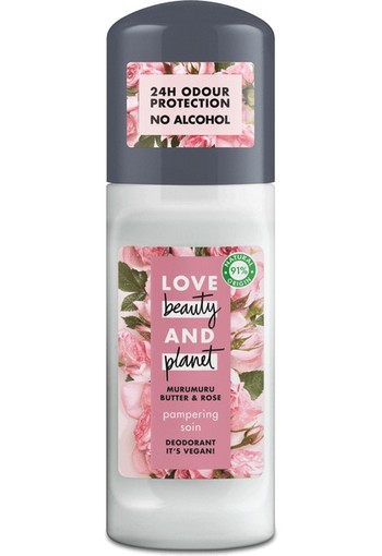 Love Beauty And Planet Vegan Deodorant Roller Muru Muru Butter And Rose 50 ml