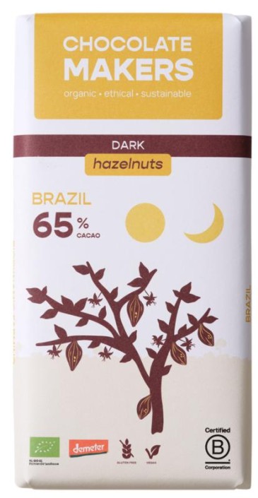 Chocolatemakers Brazil hazelnoot 65% puur demeter bio (80 Gram)