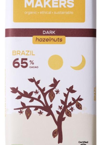 Chocolatemakers Brazil hazelnoot 65% puur demeter bio (80 Gram)