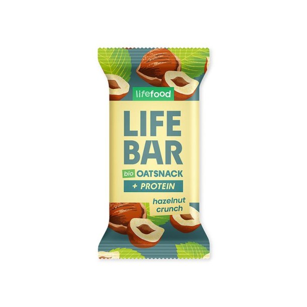 Lifefood Lifebar oatsnack proteine hazelnoot crunch bio (40 Gram)