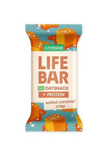 Lifefood Lifebar oatsnack proteine salted caramel crisp bio (40 Gram)