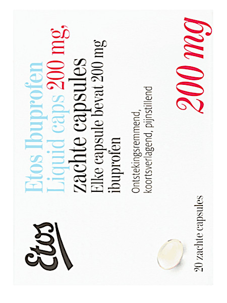 Etos Ibuprofen liquid caps 200mg 20 stuks