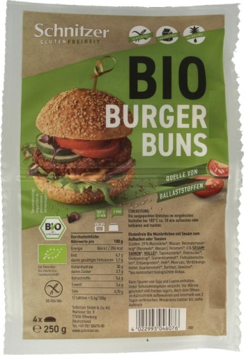 Schnitzer Hamburger broodjes glutenvrij bio (250 Gram)